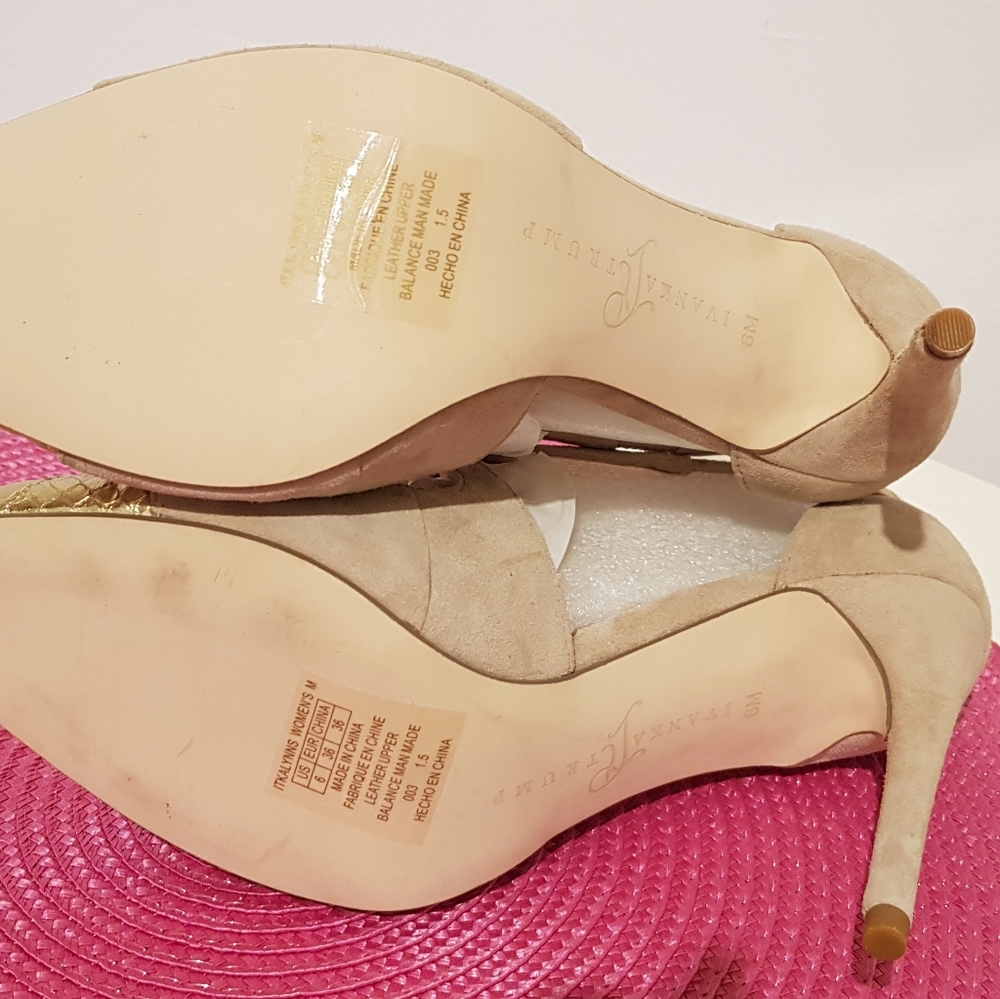 New Leather Pumps Gold & Camel Suede - Picture 10 of 11